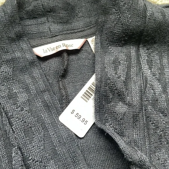 La Vie en Rose Lounge NWT Black Cable Knit Long Cardigan CHOOSE SIZE S or M NEW - Picture 8 of 11